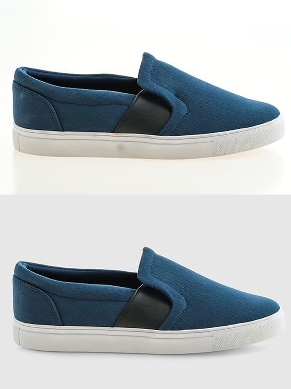 before and after example of shoes retouching